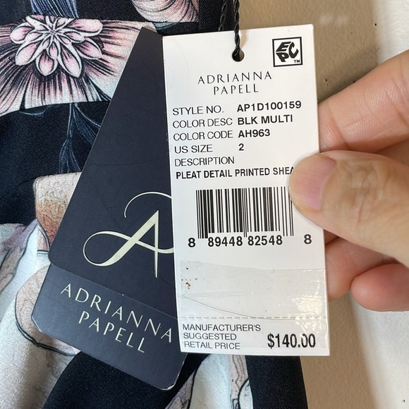 NWT. Adrianna Papell 2 Pleat Detail Printed Sheath Dress. - Picture 4 of 14
